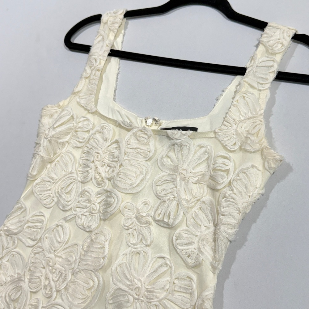 Lulus Floral Applique Dress Women XS White Sleeveless 3D Flower Mini Cocktail